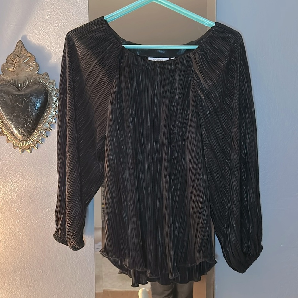Chico’s Black l/s crepe-like blouse